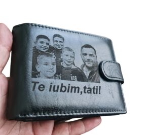 Portofel Personalizat 'Te iubim Tati 2', barbati, piele naturala , negru