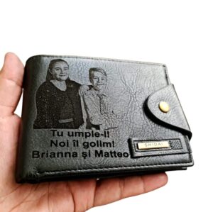 Portofel Personalizat 'Tu umple-l 2', barbati, piele , cu capsa, negru