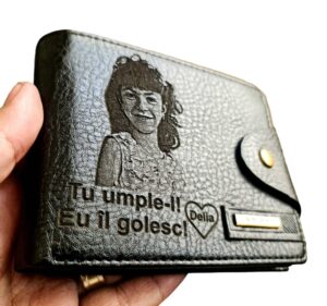 Portofel Personalizat 'Tu umple-l 3', barbati, piele , cu capsa, negru