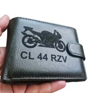 Portofel Personalizat cu numar moto rzv, barbati, piele naturala , negru