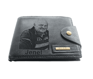 Portofel Personalizat cu nume penb, barbati, piele , cu capsa, negru