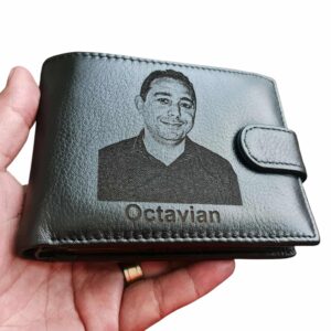 Portofel Personalizat cu poza 21, barbati, piele naturala , negru