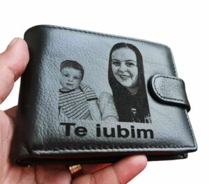 Portofel Personalizat cu poza 23, barbati, piele naturala , negru