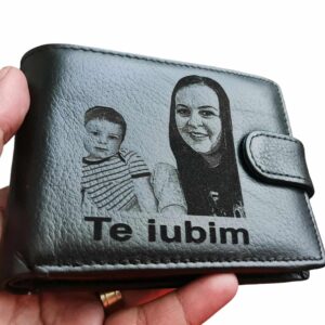 Portofel Personalizat cu poza 23, barbati, piele naturala , negru