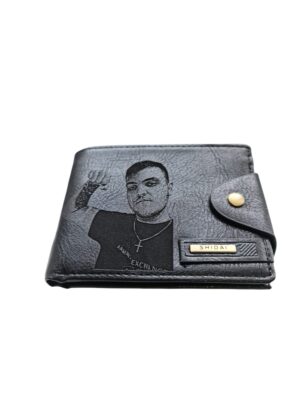 Portofel Personalizat cu poza e12, barbati, piele, cu capsa, negru