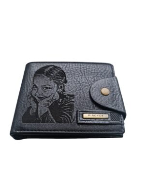 Portofel Personalizat cu poza e13, barbati, piele, cu capsa, negru