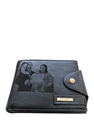 Portofel Personalizat cu poza e14, barbati, piele, cu capsa, negru
