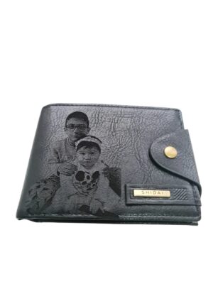 Portofel Personalizat cu poza e17, barbati, piele, cu capsa, negru