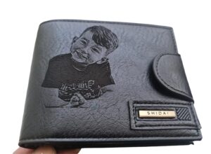 Portofel Personalizat cu poza e18, barbati, piele, cu capsa, negru