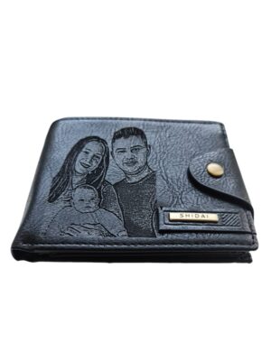 Portofel Personalizat cu poza e22, barbati, piele, cu capsa, negru
