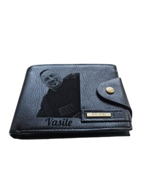 Portofel Personalizat cu poza e23, barbati, piele, cu capsa, negru