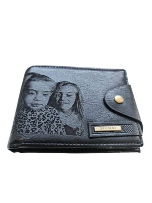 Portofel Personalizat cu poza e25, barbati, piele, cu capsa, negru