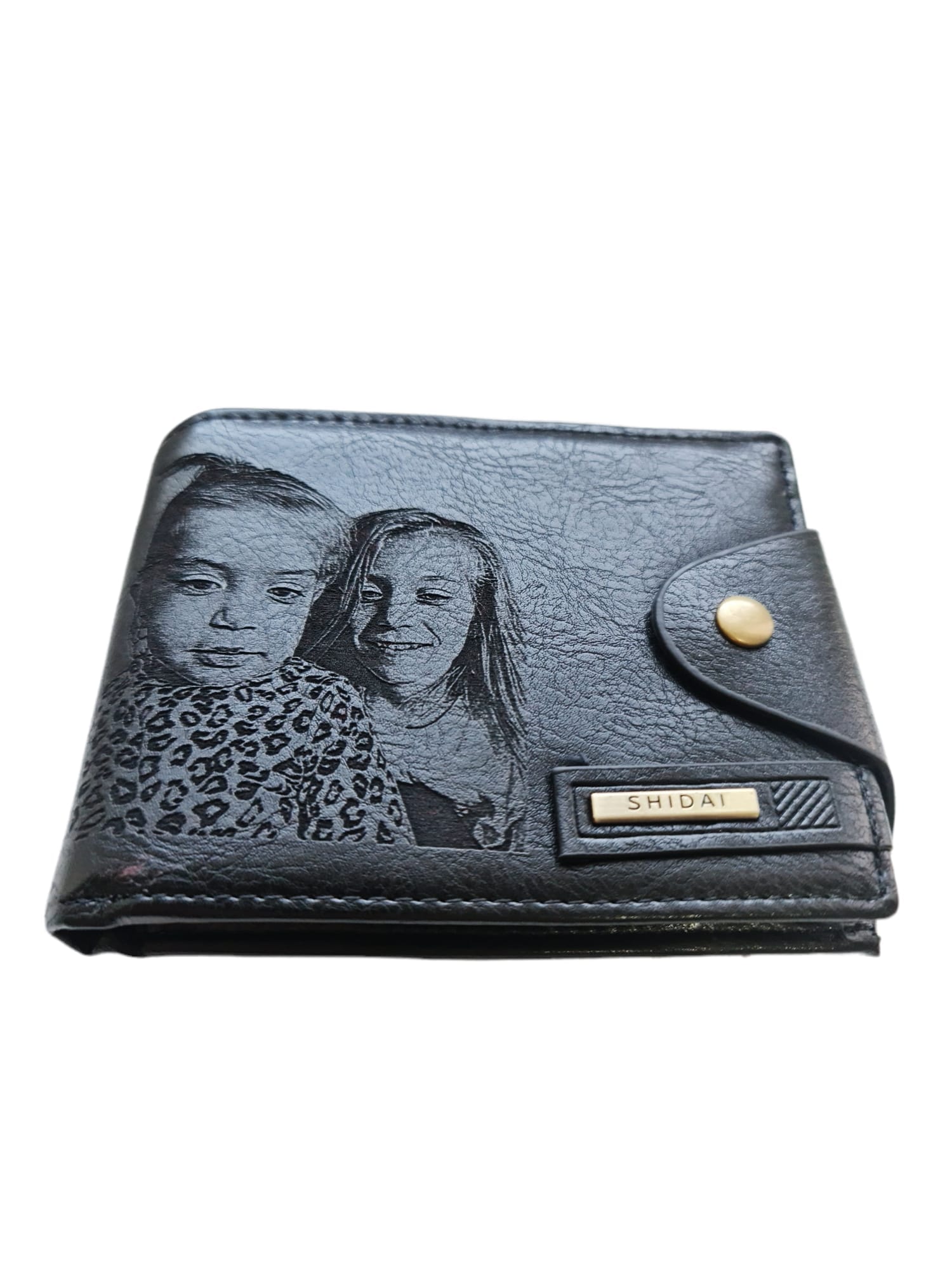 Portofel Personalizat cu poza e25, barbati, piele, cu capsa, negru