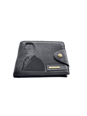 Portofel Personalizat cu poza e26, barbati, piele, cu capsa, negru
