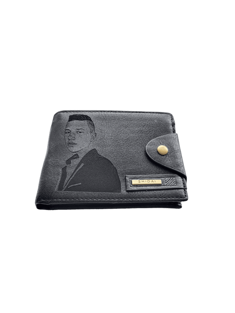 Portofel Personalizat cu poza e26, barbati, piele, cu capsa, negru