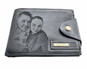 Portofel Personalizat cu poza e37, barbati, piele, cu capsa, negru