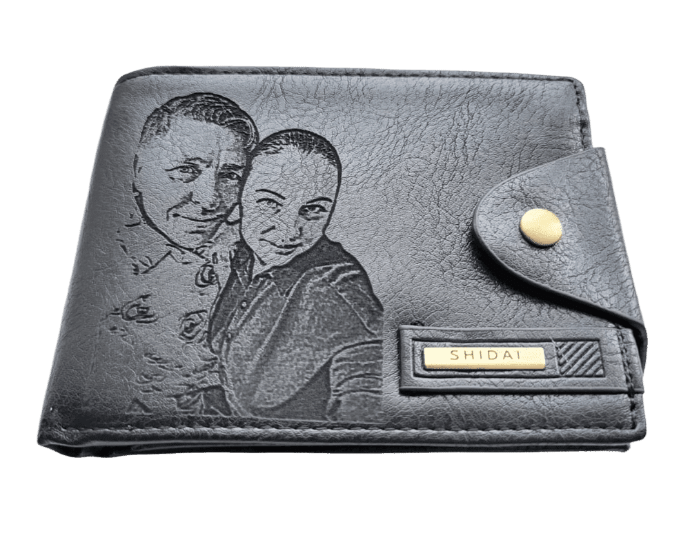 Portofel Personalizat cu poza e37, barbati, piele, cu capsa, negru