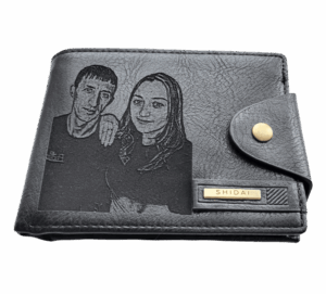Portofel Personalizat cu poza e38, barbati, piele, cu capsa, negru