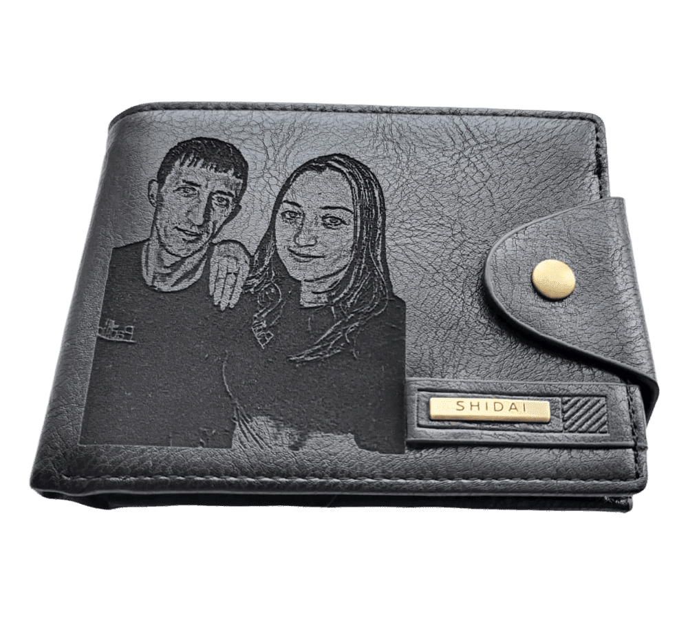Portofel Personalizat cu poza e38, barbati, piele, cu capsa, negru