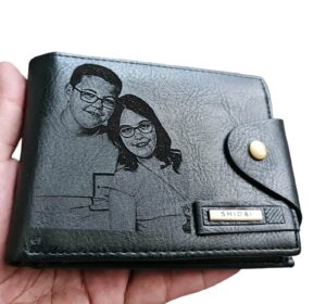 Portofel Personalizat cu poza e47, barbati, piele , cu capsa, negru