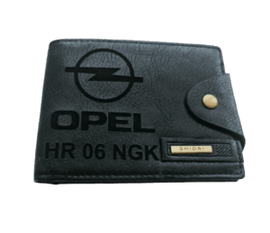 Portofel Personalizat numar auto 8, barbati, piele , cu capsa, negru