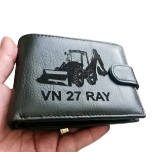 Portofel Personalizat numar auto 9, barbati, piele naturala , cu capsa, negru