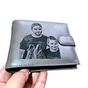 Portofel Personalizat cu poza, barbati, piele naturala , gri