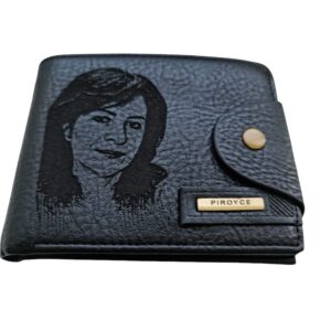 Portofel Personalizat cu poza e1, barbati, piele , cu capsa, negru