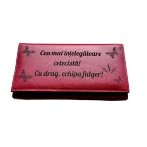 Portofel Personalizat 'Echipa fulger' , dama, piele naturala, rosu