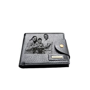 Portofel Personalizat cu poza e5, barbati, piele , cu capsa, negru