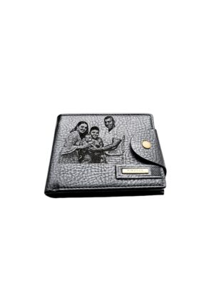 Portofel Personalizat cu poza e5, barbati, piele , cu capsa, negru
