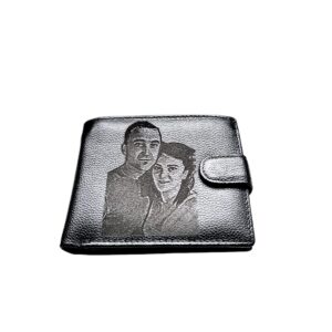 Portofel Personalizat cu poza 3, barbati, piele naturala , negru