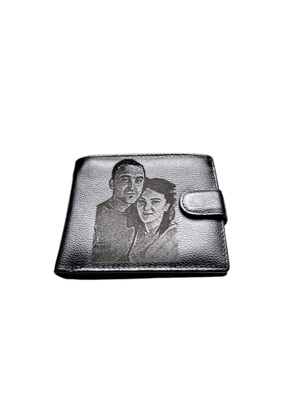 Portofel Personalizat cu poza 3, barbati, piele naturala , negru