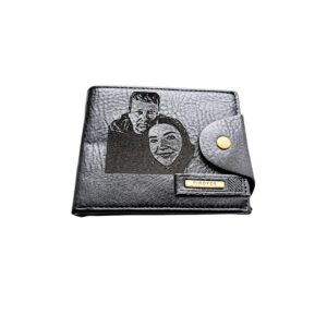 Portofel Personalizat cu poza e6, barbati, piele , cu capsa, negru