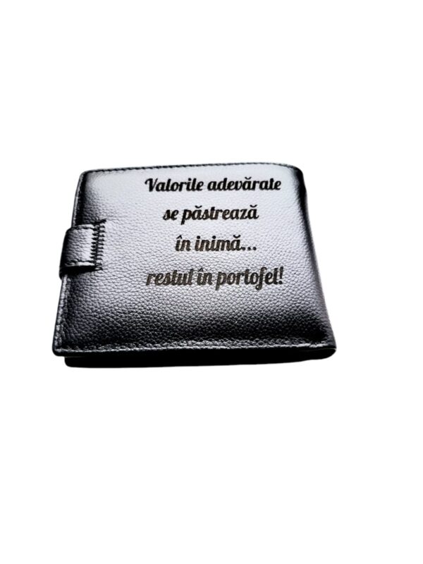 Portofel Personalizat 'In inima', barbati, piele naturala , negru