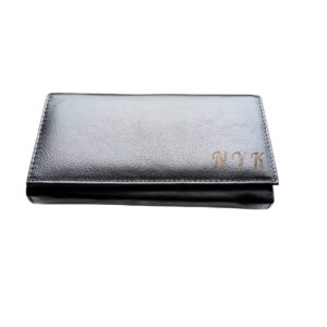 Portofel Personalizat initiale pnnd, dama, piele naturala, negru