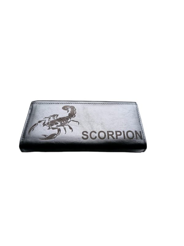 Portofel Personalizat 'Scorpion pnnd', dama, piele naturala, negru