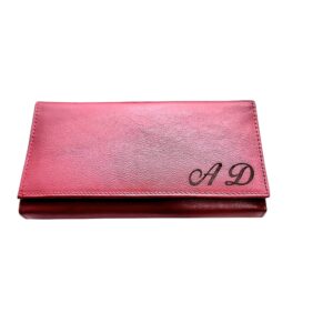 Portofel Personalizat initiale pnrd, dama, piele naturala, rosu