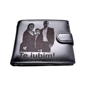 Portofel Personalizat 'Te iubim', barbati, piele naturala , negru