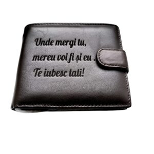 Portofel Personalizat 'Te iubesc pnmb', barbati, piele naturala , maro