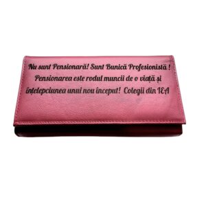 Portofel Personalizat 'Sunt bunica' , dama, piele naturala, rosu