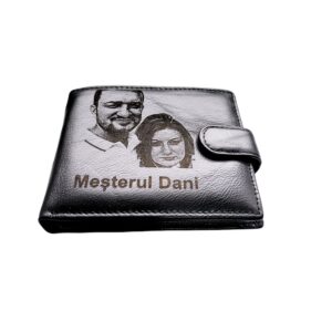 Portofel Personalizat 'Mesterul Dani', barbati, piele naturala , negru