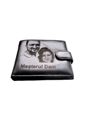Portofel Personalizat 'Mesterul Dani', barbati, piele naturala , negru