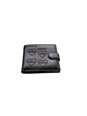 Portofel Personalizat cu poza 8, barbati, piele naturala , negru