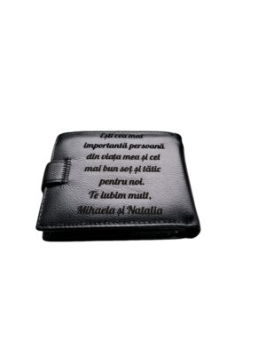 Portofel Personalizat 'Te iubim mult', barbati, piele naturala , negru