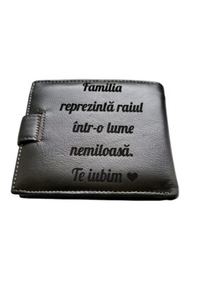 Portofel Personalizat 'Te iubim pnmb', barbati, piele naturala , maro
