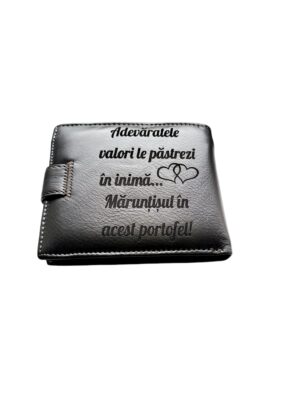 Portofel Personalizat 'Adevaratele valori', barbati, piele naturala , maro