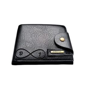 Portofel Personalizat initiale penb, barbati, piele , cu capsa, negru