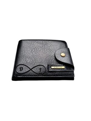 Portofel Personalizat initiale penb, barbati, piele , cu capsa, negru