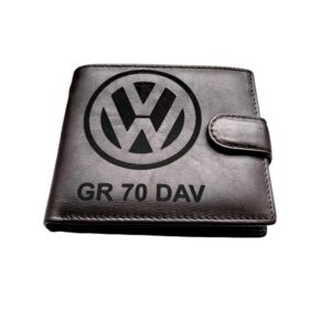 Portofel Personalizat numar auto dav, barbati, piele naturala , negru